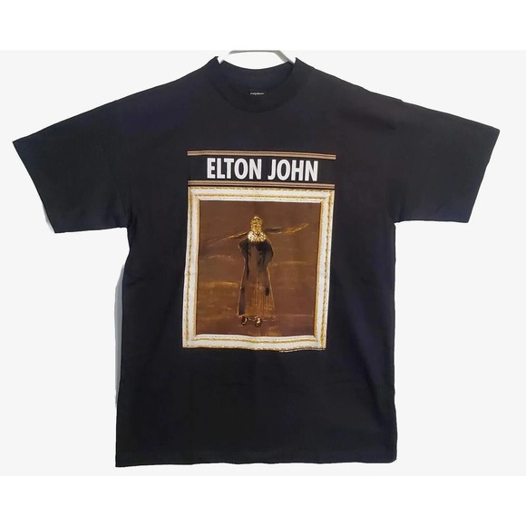 VINTAGE Elton John Shirt Mens Large Black Concert Tee Polygram 90s 1997 - Picture 2 of 9